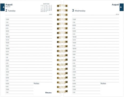 Rediform Blueline Essential Academic Daily/Monthly Planner, August 2022 to July 2023, Gold Twin-Wire Binding, Poly Cover, 8" x 5", Spring Design, Blue (CA214PG.01-23) in Saudi Arabia