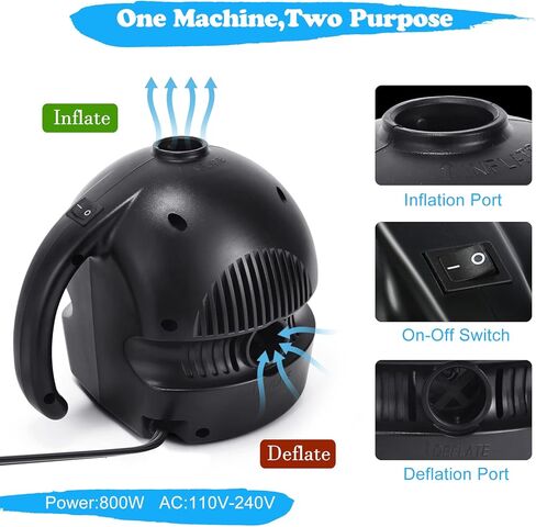 مضخة مسار تعثر الهواء الكهربائية، مضخة هواء لحصيرة الجمباز، حصيرة قابلة للنفخ مع 4 فوهات، مضخة سرير هوائي للمرتبة الهوائية للسباحة، لعبة حمام السباحة، قارب الطوافة، مضخة هواء كهربائية سريعة باللون الأسود in Kuwait