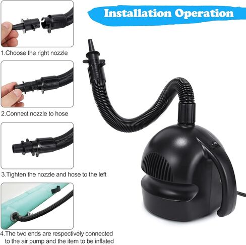 مضخة مسار تعثر الهواء الكهربائية، مضخة هواء لحصيرة الجمباز، حصيرة قابلة للنفخ مع 4 فوهات، مضخة سرير هوائي للمرتبة الهوائية للسباحة، لعبة حمام السباحة، قارب الطوافة، مضخة هواء كهربائية سريعة باللون الأسود in Kuwait