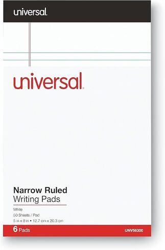 وسادات كتابة مسطرة ممتازة من Universal 56300، بيضاء، 5 × 8، قاعدة ضيقة، 50 ورقة، 6 وسادات in Kuwait