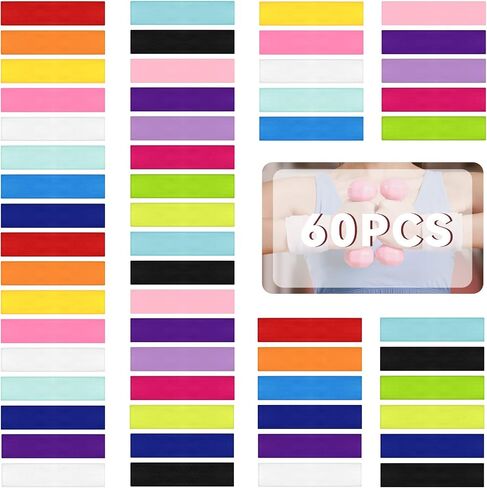 60 Pcs Workout Headbands for Women Stretchy Yoga Headbands Soft Elastic Polyester Head Bands for Girl's Hair Non Slip Hair Wraps Sweatband for Sports Pilates Running Gym Workout, 16 Colors in Saudi Arabia