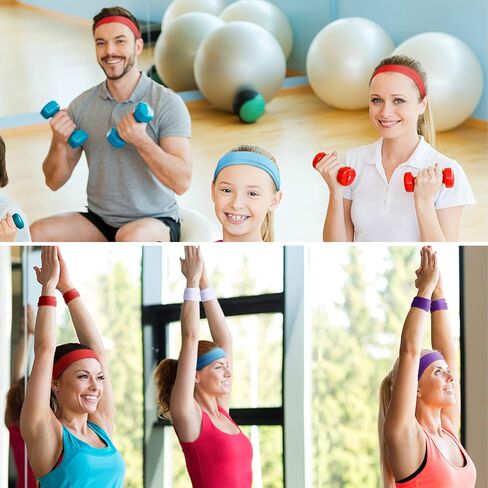 60 Pcs Workout Headbands for Women Stretchy Yoga Headbands Soft Elastic Polyester Head Bands for Girl's Hair Non Slip Hair Wraps Sweatband for Sports Pilates Running Gym Workout, 16 Colors in Saudi Arabia