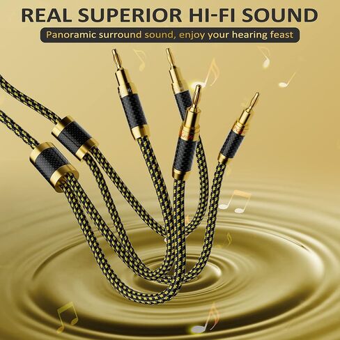 Hi-Fi Speaker Cable Wire 8 Feet, with Banana Plugs and Convertible Gold Plated Y Spade Connectors, (Silver Plated Copper Wire, Multiple Shield, Nylon Braided), for HiFi Sound, Audiophiles in Saudi Arabia