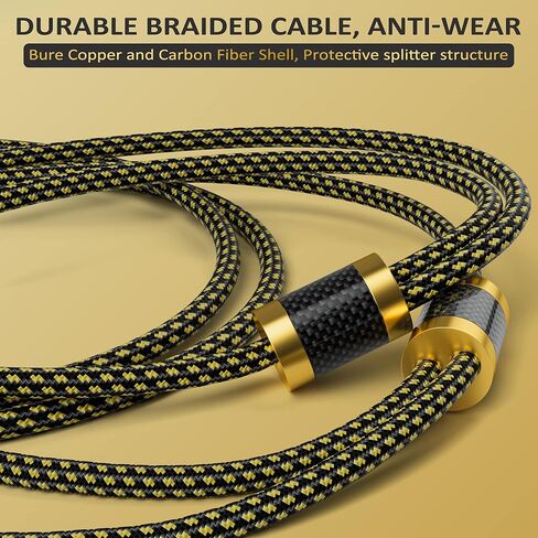 Hi-Fi Speaker Cable Wire 8 Feet, with Banana Plugs and Convertible Gold Plated Y Spade Connectors, (Silver Plated Copper Wire, Multiple Shield, Nylon Braided), for HiFi Sound, Audiophiles in Saudi Arabia