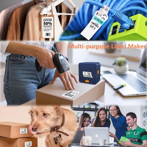 Label Maker Machine with Tape, Label Printer for Small Business with Auto Scan, Portable Bluetooth Thermal Printer for Barcode, Shipping, Office, Home, 40 * 30 * 300 Labels in Saudi Arabia