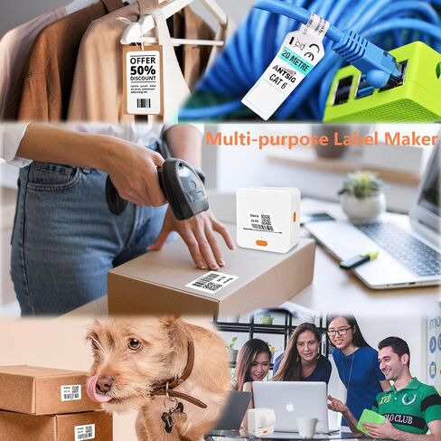 Label Maker Machine with Tape, Label Printer for Small Business with Auto Scan, Portable Bluetooth Thermal Printer for Barcode, Shipping, Office, Home, 40 * 30 * 300 Labels in Saudi Arabia