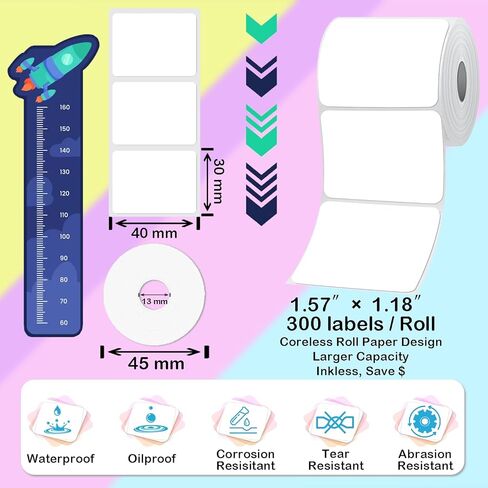 Label Maker Machine with Tape, Label Printer for Small Business with Auto Scan, Portable Bluetooth Thermal Printer for Barcode, Shipping, Office, Home, 40 * 30 * 300 Labels in Saudi Arabia