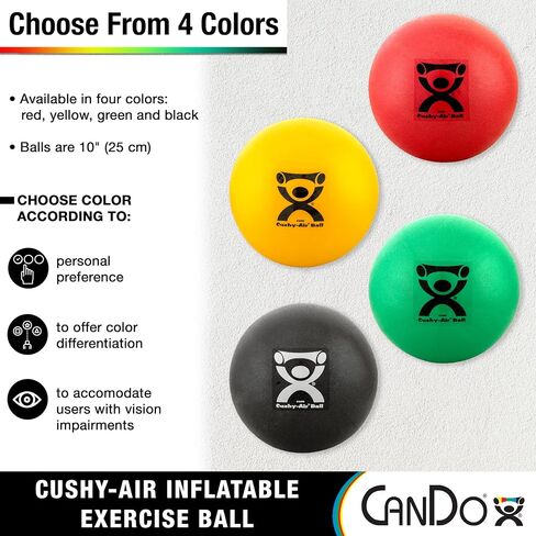 CanDo Cushy-Air Hand Ball for Rehabilitation, Exercises, Hand Therapy, Occupational Therapy, Hand Strengthening, Improve Motor Skills, Stress Relief, Yellow, 10" (25cm) in Saudi Arabia