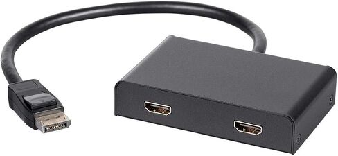 Monoprice 2-Port DisplayPort 1.2 to HDMI Multi-Stream Transport (MST) Hub, 4K@30Hz for 2 Displays, 21.6 Gbps Bandwidth, 11.8 Inch Cable, Black in Saudi Arabia