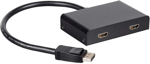 Monoprice 2-Port DisplayPort 1.2 to HDMI Multi-Stream Transport (MST) Hub, 4K@30Hz for 2 Displays, 21.6 Gbps Bandwidth, 11.8 Inch Cable, Black in Saudi Arabia