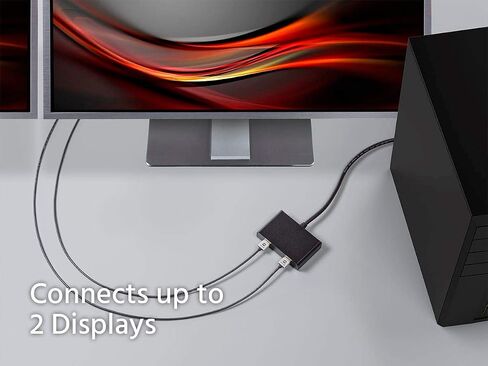 Monoprice 2-Port DisplayPort 1.2 to HDMI Multi-Stream Transport (MST) Hub, 4K@30Hz for 2 Displays, 21.6 Gbps Bandwidth, 11.8 Inch Cable, Black in Saudi Arabia