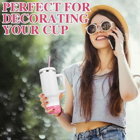 Straw Cover Spill Stopper Straw Replacement Compatible with Stanley Cup Accessories 20-40 oz, 2 Glitter Silicone Boot Sleeve, 6 Straw, 2 Straw Cover Cap, 1 Cleaning Brush in Saudi Arabia