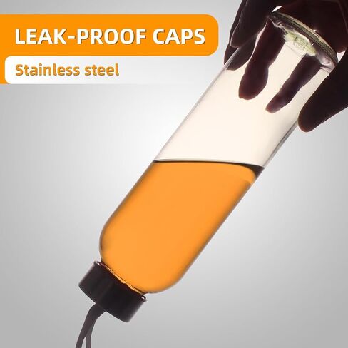 زجاجات مياه زجاجية مع أكمام من GoldArea - 6 عبوات من الزجاجات سعة 18 أونصة مع أغطية - مثالية للعصير، ومنظفات العصير، وزجاجات العصير القابلة لإعادة الاستخدام، وحاويات تخزين السوائل ذات الفم الواسع للثلاجة in Kuwait