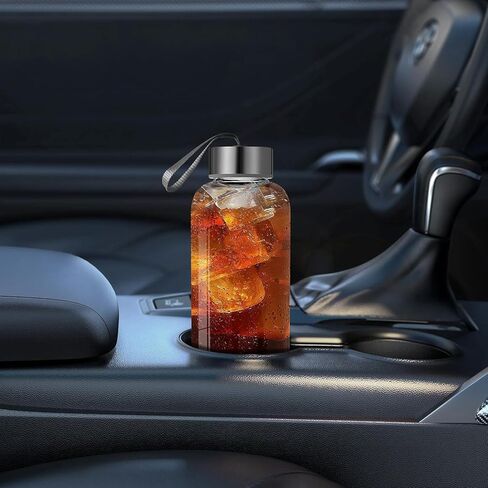 زجاجات مياه زجاجية مع أكمام من GoldArea - 6 عبوات من الزجاجات سعة 18 أونصة مع أغطية - مثالية للعصير، ومنظفات العصير، وزجاجات العصير القابلة لإعادة الاستخدام، وحاويات تخزين السوائل ذات الفم الواسع للثلاجة in Kuwait