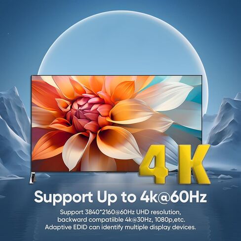 4K @ 60 هرتز HDMI Kvm Switch 1 شاشات 2 جهاز كمبيوتر، مشاركة أجهزة USB مع 3 منافذ USB 3.0، يدعم التحكم عن بعد السلكي والزر، متوافق مع EDID in Kuwait