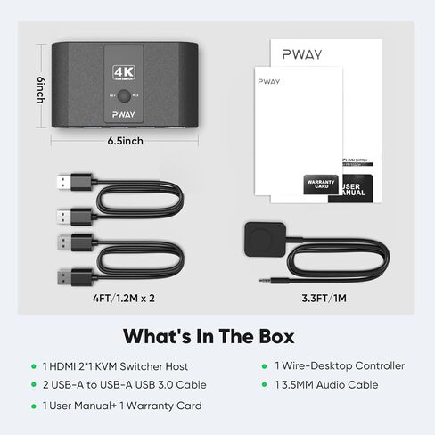 4K @ 60 هرتز HDMI Kvm Switch 1 شاشات 2 جهاز كمبيوتر، مشاركة أجهزة USB مع 3 منافذ USB 3.0، يدعم التحكم عن بعد السلكي والزر، متوافق مع EDID in Kuwait