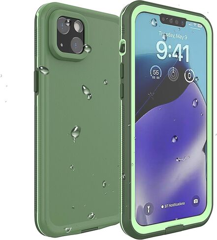 حافظة مضادة للماء لهاتف iPhone 14، عبوة للبيع بالتجزئة، غطاء حماية متين IP68 مقاوم للثلوج والغبار والصدمات مع واقي شاشة لهاتف iPhone 14 مقاس 6.1 بوصة باللون الأخضر in Saudi Arabia