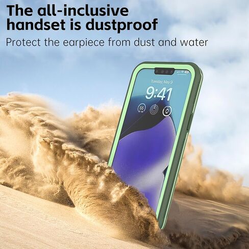 حافظة مضادة للماء لهاتف iPhone 14، عبوة للبيع بالتجزئة، غطاء حماية متين IP68 مقاوم للثلوج والغبار والصدمات مع واقي شاشة لهاتف iPhone 14 مقاس 6.1 بوصة باللون الأخضر in Saudi Arabia