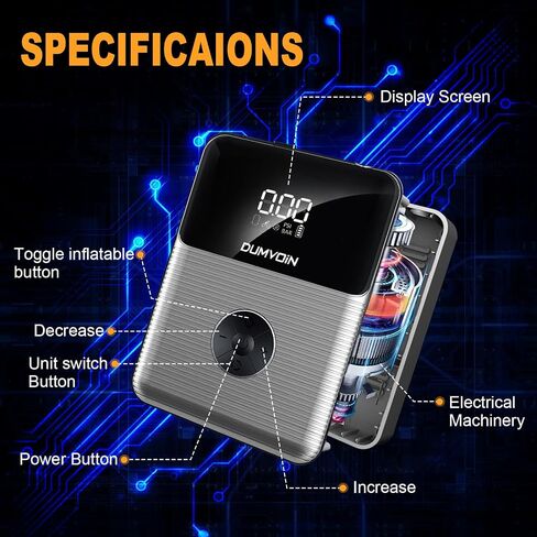 Jump Starter with Compressor Portable Battery Booster Pack 150PSI Auto Tire Inflator,12V 2000A Peak Starter with Safety Jumper Clamps,Jump Box Power Bank with Dual USB Charge,Bright LED Light in Saudi Arabia