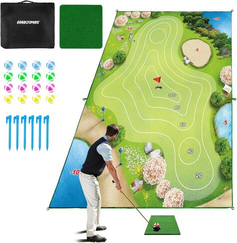 لعبة GOODLYSPOTS Golf Chipping - أحدث لعبة Battle Royale للجولف في عام 2023 - تصميم متكامل للحقيبة والحصيرة - حجم عملاق 5.7 × 4.8 قدم، بساط تقطيع الجولف - Battle Royale Golf للفناء الخلفي للمكتب المنزلي (بدون نادي). in Kuwait