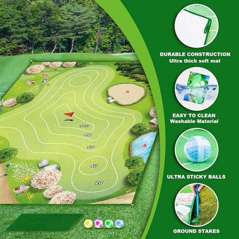 لعبة GOODLYSPOTS Golf Chipping - أحدث لعبة Battle Royale للجولف في عام 2023 - تصميم متكامل للحقيبة والحصيرة - حجم عملاق 5.7 × 4.8 قدم، بساط تقطيع الجولف - Battle Royale Golf للفناء الخلفي للمكتب المنزلي (بدون نادي). in Kuwait