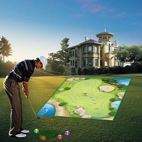 لعبة GOODLYSPOTS Golf Chipping - أحدث لعبة Battle Royale للجولف في عام 2023 - تصميم متكامل للحقيبة والحصيرة - حجم عملاق 5.7 × 4.8 قدم، بساط تقطيع الجولف - Battle Royale Golf للفناء الخلفي للمكتب المنزلي (بدون نادي). in Kuwait