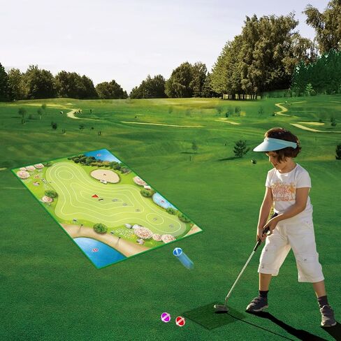 لعبة GOODLYSPOTS Golf Chipping - أحدث لعبة Battle Royale للجولف في عام 2023 - تصميم متكامل للحقيبة والحصيرة - حجم عملاق 5.7 × 4.8 قدم، بساط تقطيع الجولف - Battle Royale Golf للفناء الخلفي للمكتب المنزلي (بدون نادي). in Kuwait