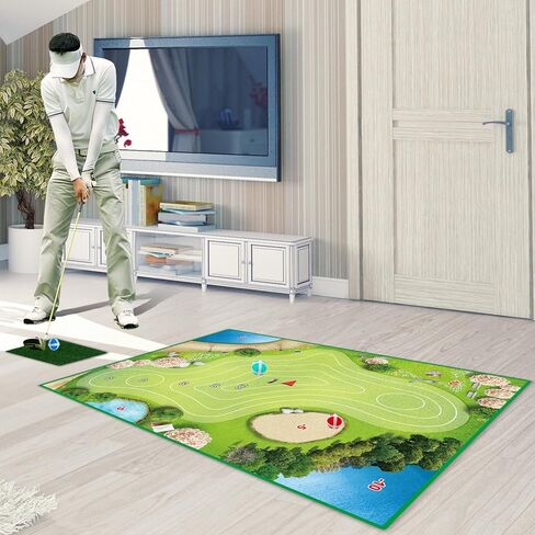 لعبة GOODLYSPOTS Golf Chipping - أحدث لعبة Battle Royale للجولف في عام 2023 - تصميم متكامل للحقيبة والحصيرة - حجم عملاق 5.7 × 4.8 قدم، بساط تقطيع الجولف - Battle Royale Golf للفناء الخلفي للمكتب المنزلي (بدون نادي). in Kuwait