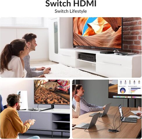 محول HDMI، محول HDMI متين SETMSPACE 4 في 1 مع جهاز تحكم عن بعد، مقسم HDMI 4K 60 هرتز، موسع منفذ HDMI ثابت للمسرح المنزلي والمكتب والفصول الدراسية in Kuwait
