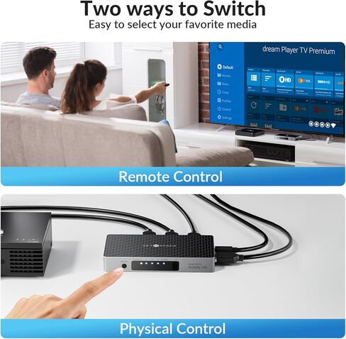 محول HDMI، محول HDMI متين SETMSPACE 4 في 1 مع جهاز تحكم عن بعد، مقسم HDMI 4K 60 هرتز، موسع منفذ HDMI ثابت للمسرح المنزلي والمكتب والفصول الدراسية in Kuwait