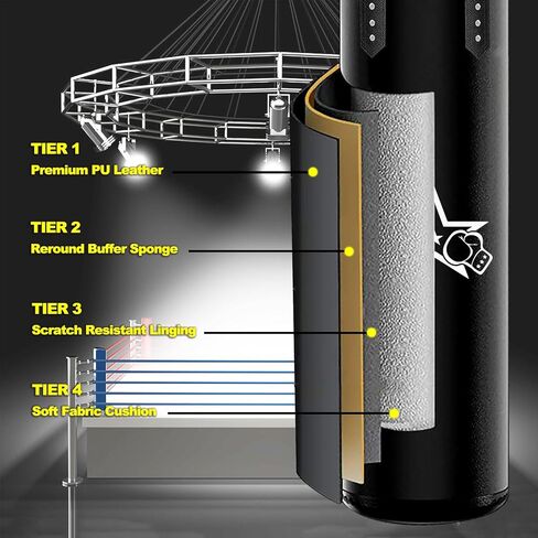 كيس ملاكمة للبالغين، مجموعة أكياس ملاكمة ثقيلة، بولي يوريثان بطول 4 أقدام، مجموعة معدات تدريب الملاكمة (9 في 1) لتدريب فنون القتال المختلطة كيك بوكسينغ والملاكمة والكاراتيه في صالة الألعاب الرياضية المنزلية (غير مملوءة) in Kuwait