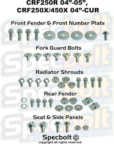 Specbolt Full Plastics Fastener Kit Fits: Honda - CRF250R (2004-2005) & CRF250X / CRF450X (2004-CUR) #0420 in Saudi Arabia