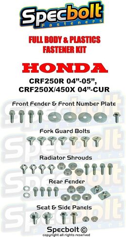 Specbolt Full Plastics Fastener Kit Fits: Honda - CRF250R (2004-2005) & CRF250X / CRF450X (2004-CUR) #0420 in Saudi Arabia