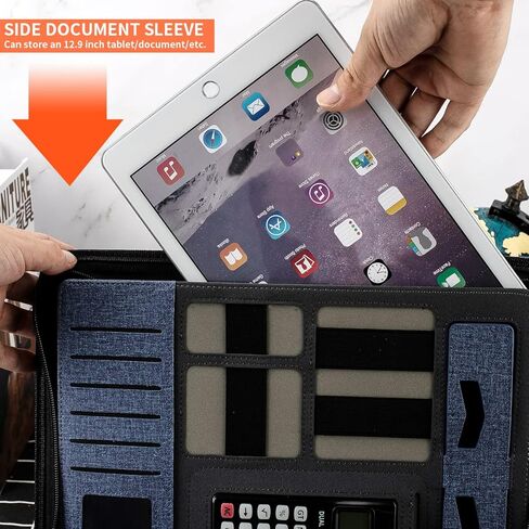 Portfolio Business Padfolio Folder with Zipper, Conference Meeting Executive File Legal Document Organizer with Pockets Letter Notepad Padfolio for Men Women (Non Calculator, Black) in Kuwait