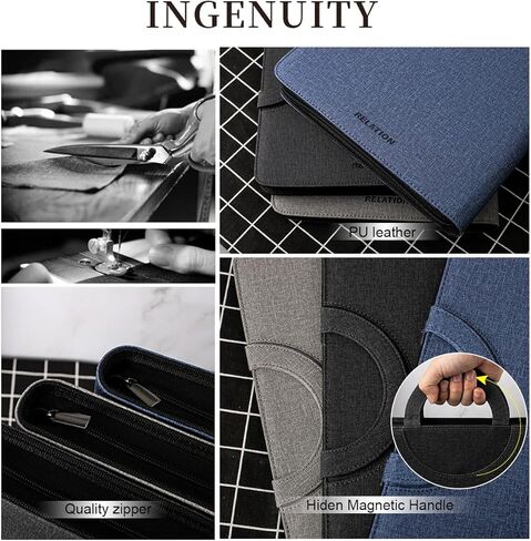 Portfolio Business Padfolio Folder with Zipper, Conference Meeting Executive File Legal Document Organizer with Pockets Letter Notepad Padfolio for Men Women (Non Calculator, Black) in Kuwait