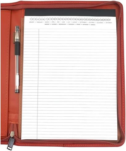 PU Leather Zippered Padfolio with Calculator Professional Interview Resume Business Portfolio for Men Women (Pink) in Saudi Arabia