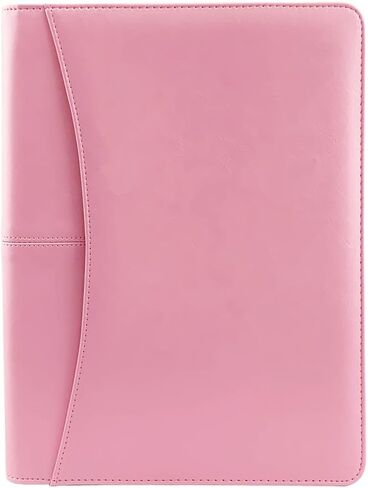 PU Leather Zippered Padfolio with Calculator Professional Interview Resume Business Portfolio for Men Women (Pink) in Saudi Arabia