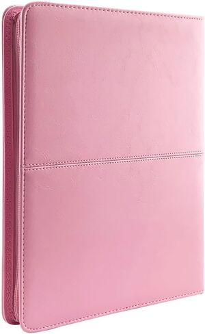 PU Leather Zippered Padfolio with Calculator Professional Interview Resume Business Portfolio for Men Women (Pink) in Saudi Arabia