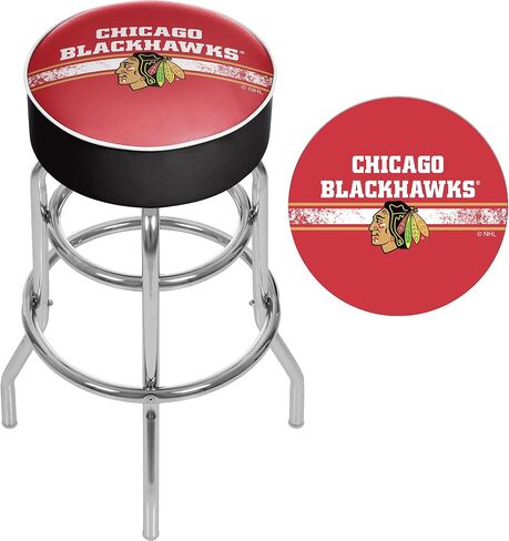 Trademark Gameroom NHL Chicago Blackhawks Chrome Bar Stool with Swivel in Saudi Arabia