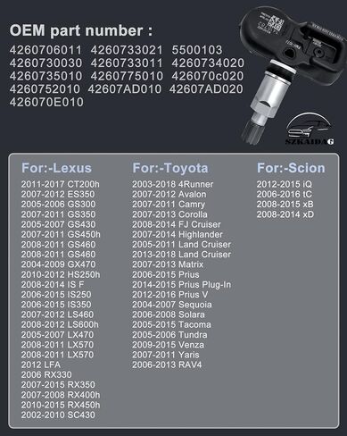 استبدال 4260706011 مستشعر TPMS مستشعر نظام مراقبة ضغط الإطارات 315 ميجاهرتز مناسب لـ: -Toyota Highlander Tacoma Camry Tundra 4Runner لـ: -Lexus ES350 GS350 IS250 LX470 RX350 in Saudi Arabia