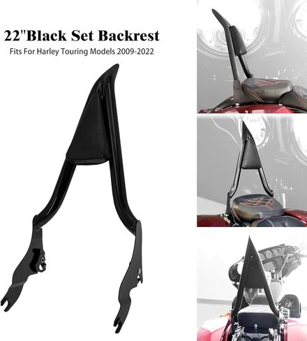 مسند ظهر للركاب قابل للفصل للدراجة النارية مع وسادة وسادة مناسبة لدراجة Harley Touring Road King Street Glide Electra Glide Road Glide FLHR FLHX FLHT FLTR 2009-2023 (كروم، 22 بوصة) in Kuwait