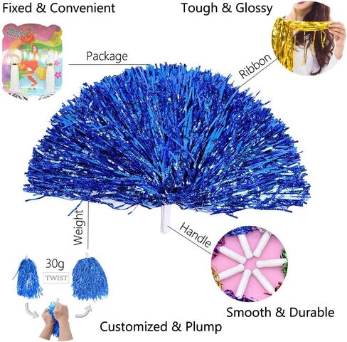 24 قطعة من فرقة بومس التشجيعية المرحة المبهجة من رقائق معدنية من البلاستيك مع مقبض عصا لتزيين حفلات الرقص ونادي كرة القدم in Kuwait