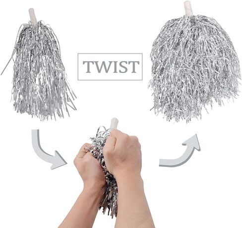 24 قطعة من فرقة بومس التشجيعية المرحة المبهجة من رقائق معدنية من البلاستيك مع مقبض عصا لتزيين حفلات الرقص ونادي كرة القدم in Kuwait