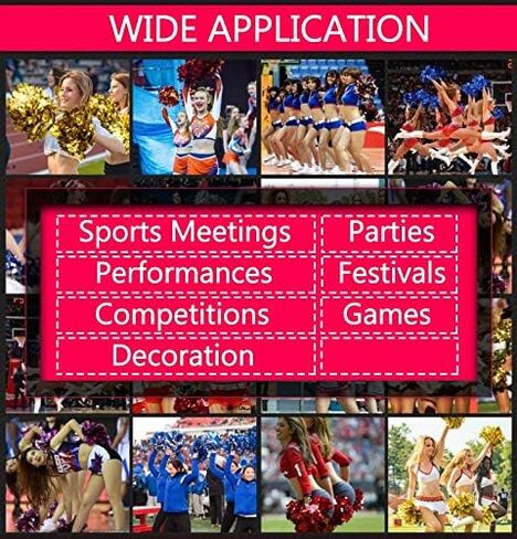 24 قطعة من فرقة بومس التشجيعية المرحة المبهجة من رقائق معدنية من البلاستيك مع مقبض عصا لتزيين حفلات الرقص ونادي كرة القدم in Kuwait