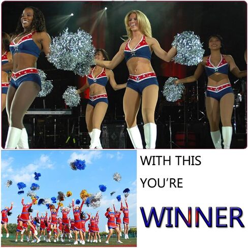 24 قطعة من فرقة بومس التشجيعية المرحة المبهجة من رقائق معدنية من البلاستيك مع مقبض عصا لتزيين حفلات الرقص ونادي كرة القدم in Kuwait