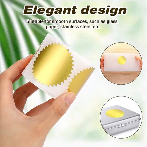Gold Envelope Seals Stickers, 2" Round Labels Gold Foil Stickers Gold Metallic Seals for Package, Wedding Envelope, Graduation, Certificate Wafer Seals with Serrated Edge 250 Stickers Per Roll in Saudi Arabia