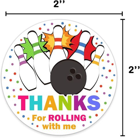 ملصقات ملصقات لحفلات البولينج شكرًا لك، ملصقات دائرية للحفلات مقاس 2 بوصة، رائعة لهدايا الحفلات، وأختام الأظرف وحقائب الهدايا الجيدة (54 قطعة) in Kuwait