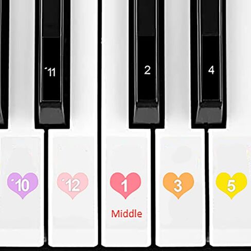 ملصقات لوحة مفاتيح البيانو المرقمة بتصميم Candy Hearts مع 4 أغاني للمبتدئين سهلة العزف. in Kuwait