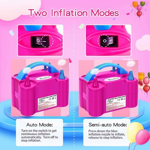Electric Balloon Pump Portable Dual Nozzle Balloon Inflator Blower for Party Decoration with Tying Tool,Inflating Faster Save Time Rose Pink in Saudi Arabia