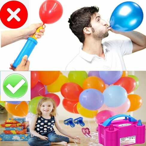 Electric Balloon Pump Portable Dual Nozzle Balloon Inflator Blower for Party Decoration with Tying Tool,Inflating Faster Save Time Rose Pink in Saudi Arabia
